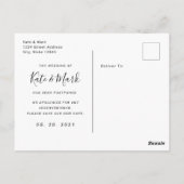 Modern Black White Script Wedding verander de datu Briefkaart (Achterkant)