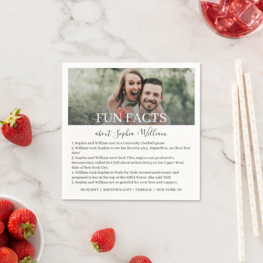 Modern Black White Simple Photo Fun Facts Weddensc Servet (Insitu)