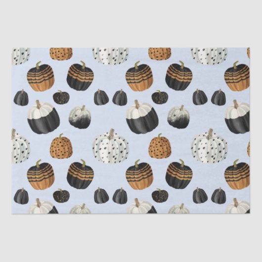 Modern Black White Sinaasappel Pumpkin Pattern Tissuepapier (Voorkant)