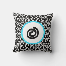Modern Black White Spiral Turquoise Sierkussen