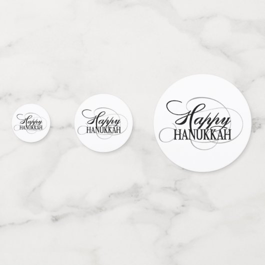 Modern Black White Star van David Happy Hanukkah Confetti (Voorkanten)