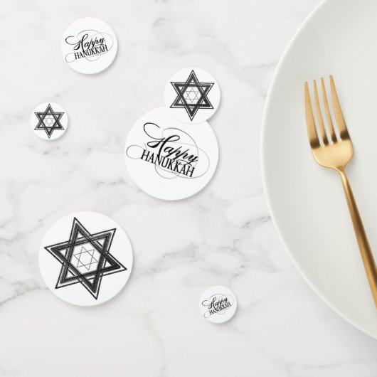 Modern Black White Star van David Happy Hanukkah Confetti (Groep)