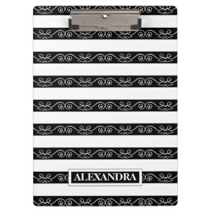 Modern Black White striped Klembord