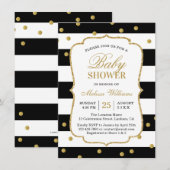 Modern Black White Stripes Baby shower Invitation Kaart (Voorkant / Achterkant)
