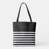 Modern Black White Stripes Monogram Summer Draagtas (Achterkant)