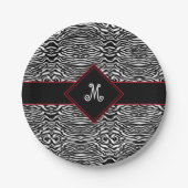 Modern Black White Stripes Pattern Monogram Custom Papieren Bordje (Voorkant)