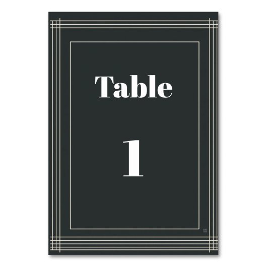 Modern Black & White Table Numbers Template | Cust Kaart (Voorkant)