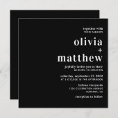 Modern Black White Typography Wedding Invitation Kaart (Voorkant / Achterkant)
