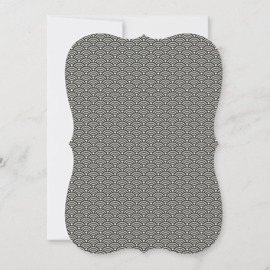 Modern Black+White Wave Pattern Weddenschap Kaart (Achterkant)