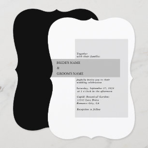Modern Black & White Wedding Kaart