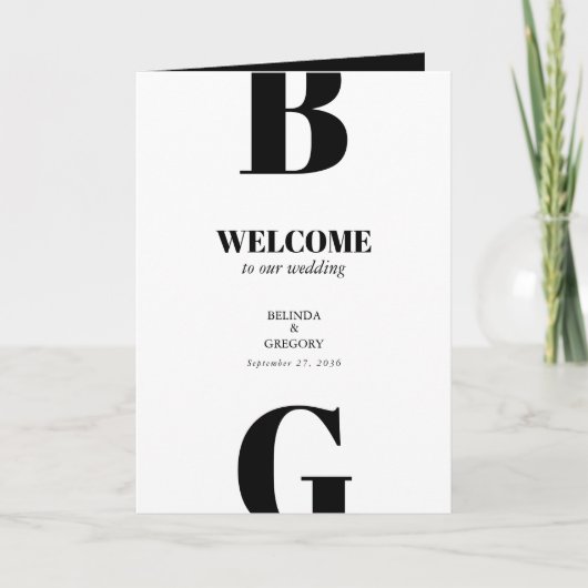 Modern Black & White Wedding Order of Service Programma (Voorkant)