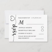 Modern Black & White Wedding RSVP Kaartje (Voorkant)