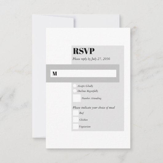 Modern Black & White Wedding RSVP Kaartje (Voorkant)