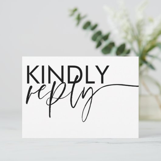 Modern Black & White Wedding RSVP Kaartje (Staand voorkant)