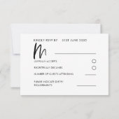 Modern Black & White Wedding RSVP Kaartje (Achterkant)