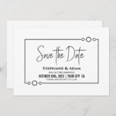 Modern Black White Wedding Save The Date (Voorkant / Achterkant)