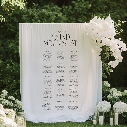 Modern Black White Wedding Seating Chart Backdrop Wandkleed