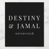 Modern Black White Wedding Typography Wijn Etiket (Enkel label)