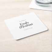 Modern Black & White Wedding Vierkante Kartonnen Onderzetter (Schuin)