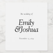Modern Black & White Wedding Wijn Etiket (Enkel label)