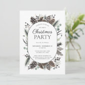 Modern Black Winter Pinecone kerstfeest Kaart (Staand voorkant)