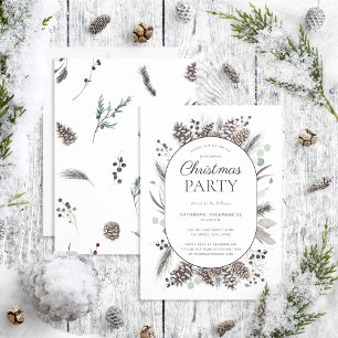 Modern Black Winter Pinecone kerstfeest Kaart