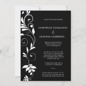 Modern Black with White Botanical Vines Wedding | Aankondiging (Voorkant)