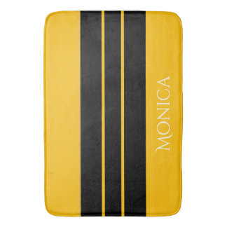  modern black &yellow  monogram name badmat