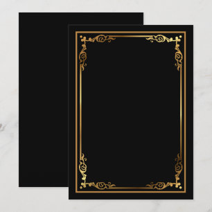 Modern Blank Zwart Nodig uit met Slanke Ingelijste Kaart