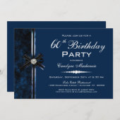 Modern Blauw 60ste Verjaardagsfeest Kaart (Voorkant / Achterkant)