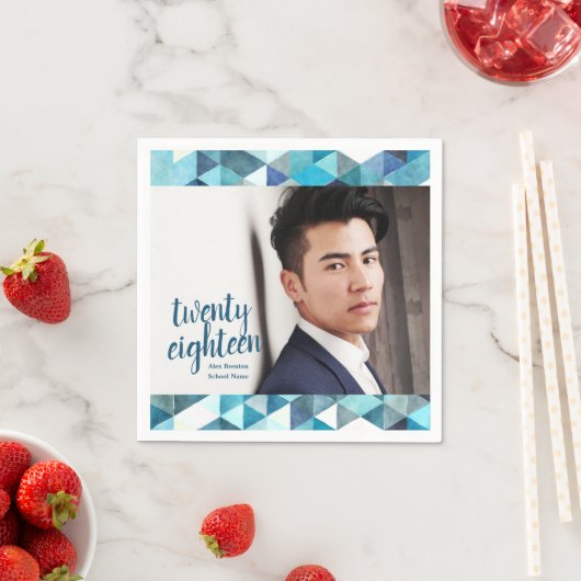 Modern blauw Abstract Afstuderen papier Servet (Insitu)