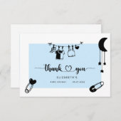 Modern blauw baby shower bedankkaart (Voorkant / Achterkant)