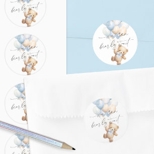 Modern Blauw Barly Wachten baby Jongen Douche Ronde Sticker