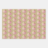 Modern Blauw Beige Roze Schelpen Inpakpapier Vel (Voorkant 3)