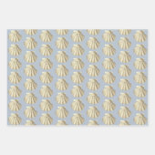 Modern Blauw Beige Roze Schelpen Inpakpapier Vel (Voorkant 2)