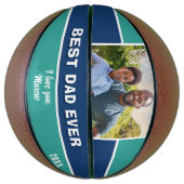 Modern Blauw Beste Pap Ooit Foto Vader Basketbal (Verticaal)