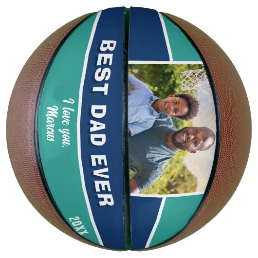 Modern Blauw Beste Pap Ooit Foto Vader Basketbal (Verticaal)