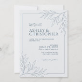 Modern Blauw Blauw Bladblad Omtrek All-in-One Brui Kaart (Voorkant)