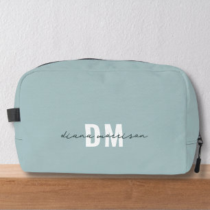 Modern Blauw Blauw & Elegant Script Monogram Toilettasje