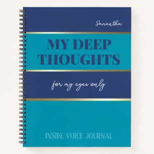 Modern Blauw Blauwgroen Goud Trendy My Eyes Only J Notitieboek