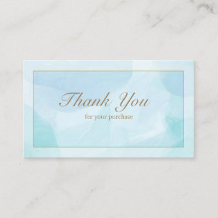 Modern Blauw Blauwgroen Waterverf dank u Visitekaartje