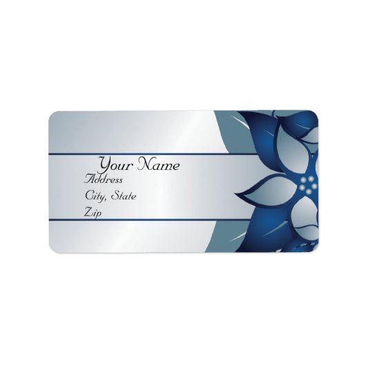 Modern Blauw Bloemen Wedding Avery Label (Voorkant)