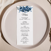 Modern Blauw Bloemendiner Menu Kaart
