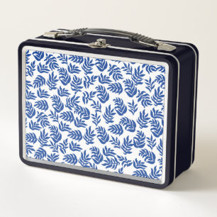 Modern Blauw Botanisch Bladerenpatroon