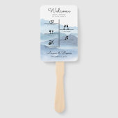 Modern Blauw Bruiloft Tijdlijn Fotoprogramma Handwaaier (Voorkant)