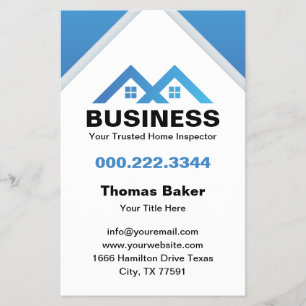 Modern Blauw Dak Huis Logo Vastgoed Flyer