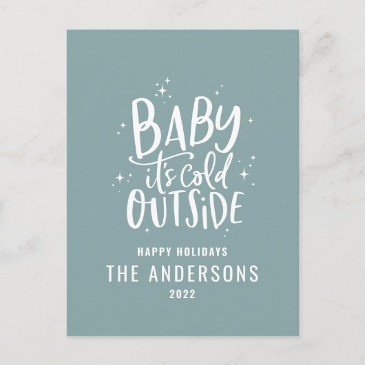 modern blauw elegant script budgetteren feestdagenkaart (Voorkant)