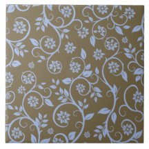 modern blauw en bruin bloemmotief