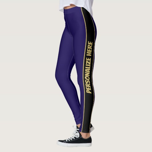 Modern blauw en goud aangepaste tekst leggings (Links)