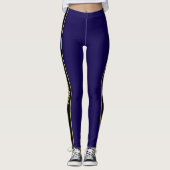 Modern blauw en goud aangepaste tekst leggings (Voorkant)